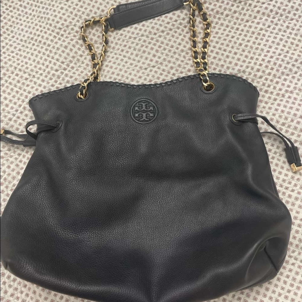 Tory Burch Black Leather Tote Bag